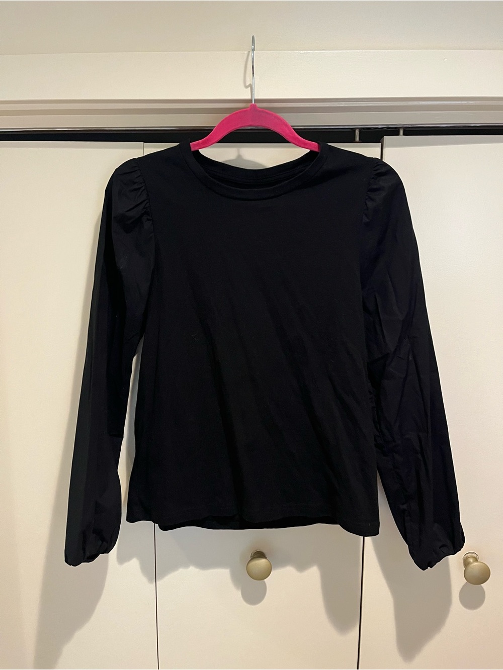 GAP Black Long Sleeve Top with Puff Sleeves